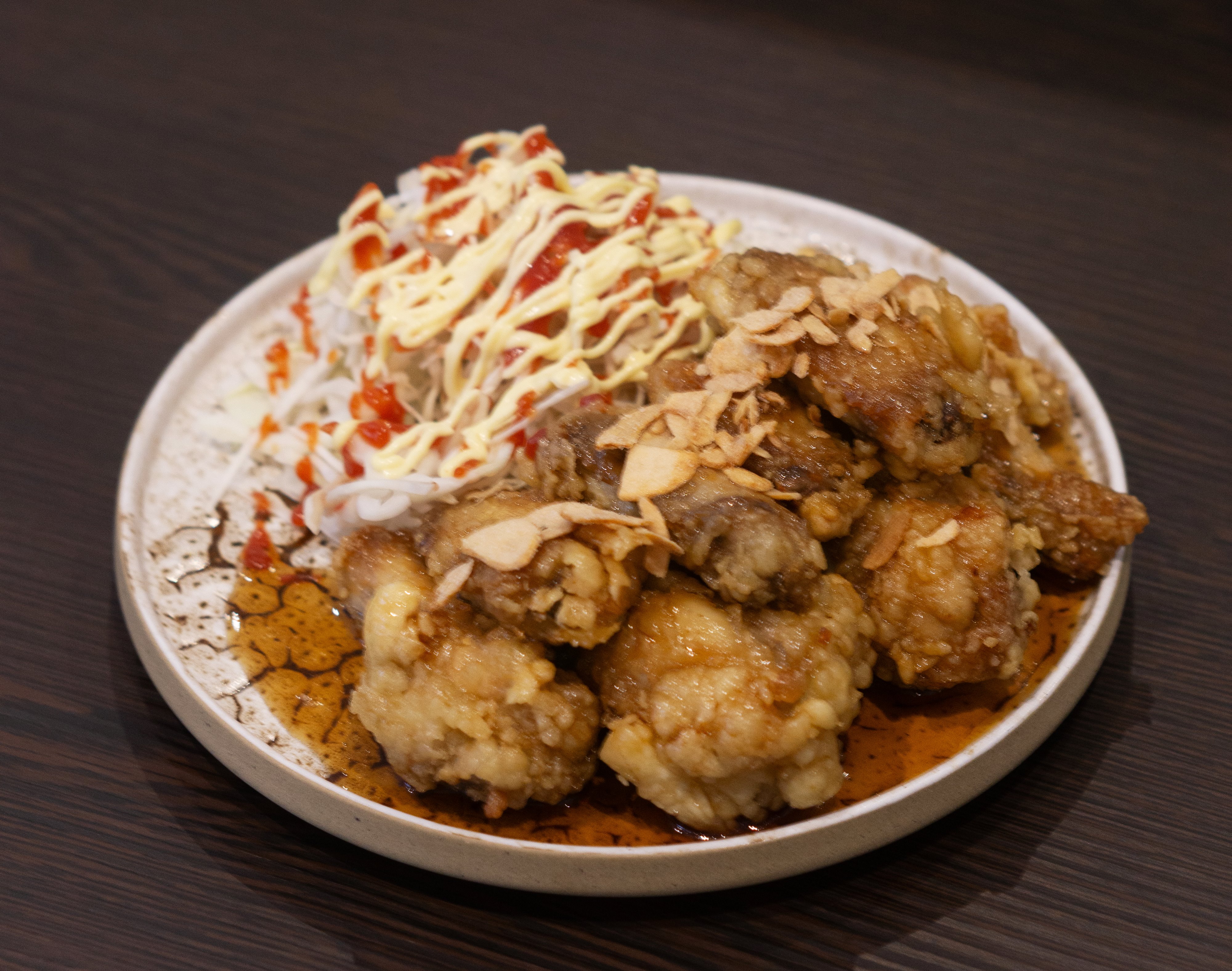 Poulet frit à la sauce miel et ail